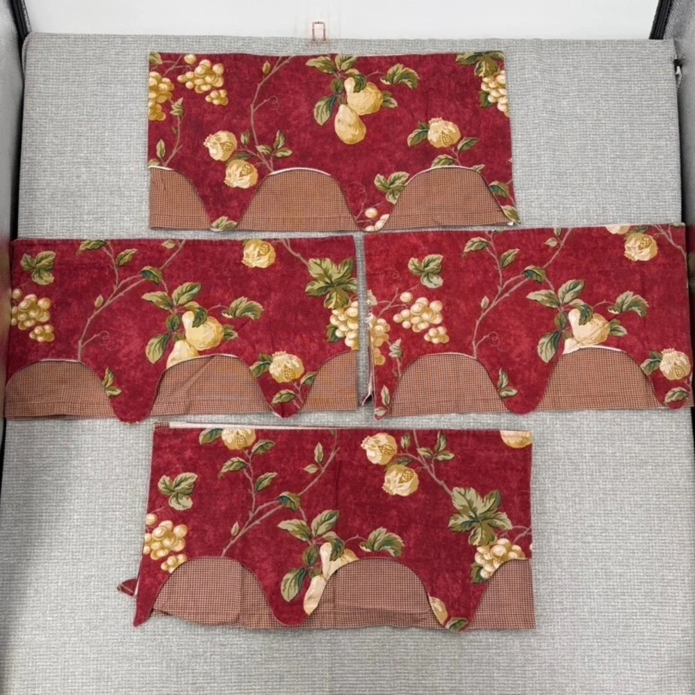Vintage Waverly Home Classics Valance Curtains Set of 4 Red Floral Fruit Boho